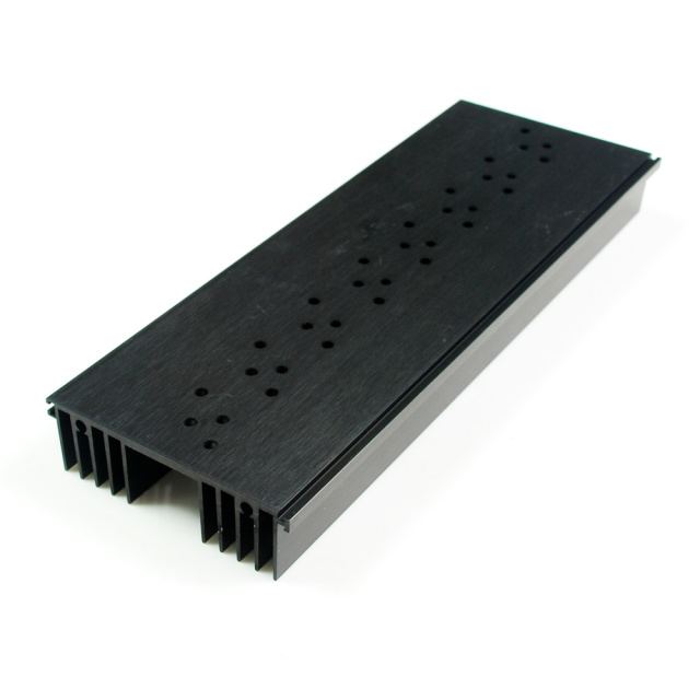 SS512X 4.3" x 12" x1" Aluminum Black Heat Sink with TO-3 hole